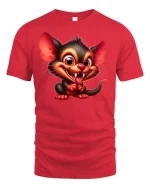 Funny Mischievous Creature Cute Monster Graphic Tee - red t-shirt on white background