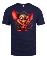 Funny Mischievous Creature Cute Monster Graphic Tee - navy t-shirt on white background