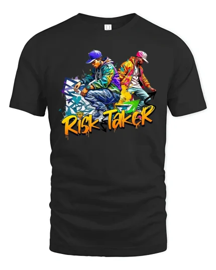 Risk Taker Street Style Graffiti Urban Cool T-Shirt - black t-shirt on white background