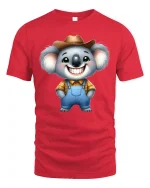 Happy Cowboy Koala Cute Country Style Graphic T-Shirt - red t-shirt on white background
