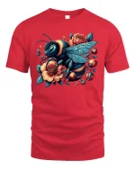 Floral Bee Art Nature Lover Vintage Garden T-Shirt - red t-shirt on white background