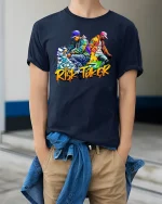 Risk Taker Street Style Graffiti Urban Cool T-Shirt - model wearing navy tee with hands in pockets