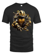 Golden Ninja Warrior Stealth Power Art T-Shirt - black t-shirt on white background