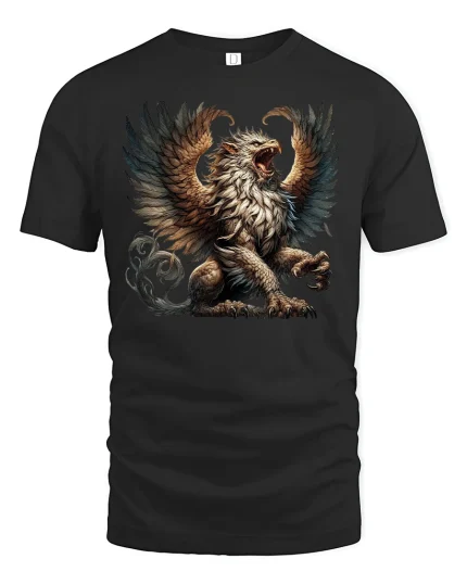 Fierce Griffin Mythical Beast Fantasy Power T-Shirt - black t-shirt on white background