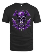 Gothic Purple Skull Star Magic Dark Art T-Shirt - black t-shirt on white background