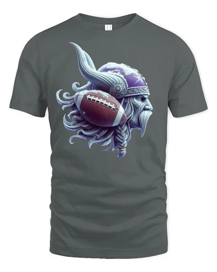 Viking Football Warrior Norse Power Spirit T-Shirt - gray t-shirt on white background