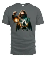 Fantasy Forest Train Keeper Lantern Magic T-Shirt - gray t-shirt on white background