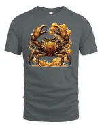 Steampunk Golden Crab Power Ocean Warrior T-Shirt - gray t-shirt on white background