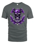Gothic Purple Skull Star Magic Dark Art T-Shirt - gray t-shirt on white background
