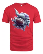 Viking Football Warrior Norse Power Spirit T-Shirt - red t-shirt on white background