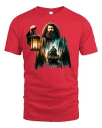 Fantasy Forest Train Keeper Lantern Magic T-Shirt - red t-shirt on white background