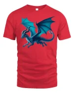 Blue Dragon Fantasy Power Sky Guardian T-Shirt - red t-shirt on white background