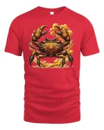 Steampunk Golden Crab Power Ocean Warrior T-Shirt - red t-shirt on white background