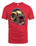 Ram Warrior Helmet Mythic Power Armor T-Shirt - red t-shirt on white background