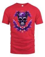 Gothic Purple Skull Star Magic Dark Art T-Shirt - red t-shirt on white background