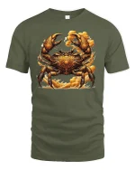 Steampunk Golden Crab Power Ocean Warrior T-Shirt - military green t-shirt on white background