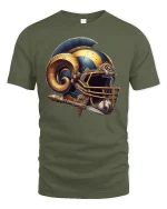 Ram Warrior Helmet Mythic Power Armor T-Shirt - military green t-shirt on white background