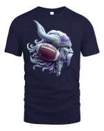 Viking Football Warrior Norse Power Spirit T-Shirt - navy t-shirt on white background