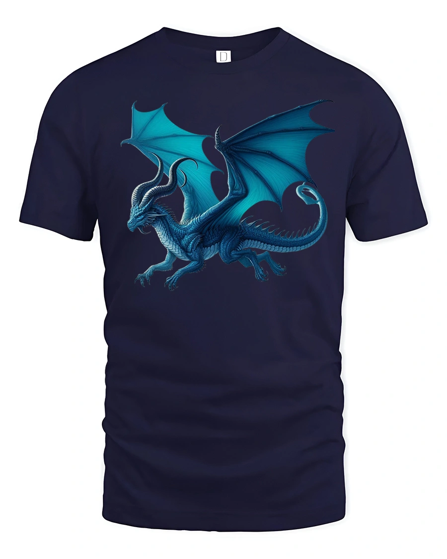 Blue Dragon Fantasy Power Sky Guardian T-Shirt - 1 Blue Dragon Fantasy Power Sky Guardian T-Shirt - navy t-shirt on white background