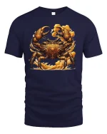 Steampunk Golden Crab Power Ocean Warrior T-Shirt - navy t-shirt on white background