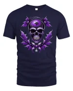 Gothic Purple Skull Star Magic Dark Art T-Shirt - navy t-shirt on white background