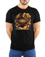 Steampunk Golden Crab Power Ocean Warrior T-Shirt - model wearing black tee with hands behind back