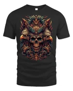 Eagle Guardian Skull T-Shirt Epic Detailed Dark Art Design - black t-shirt on white background