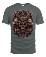 Eagle Guardian Skull T-Shirt Epic Detailed Dark Art Design - gray t-shirt on white background