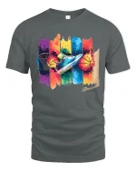 Colorful Basketball Sneaker Graphic T-Shirt Sport Style Tee - gray t-shirt on white background