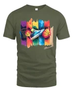 Colorful Basketball Sneaker Graphic T-Shirt Sport Style Tee - military green t-shirt on white background