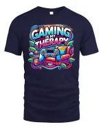 Gaming Is My Therapy Graphic T-Shirt for Gamers Comfort Fit - navy t-shirt on white background