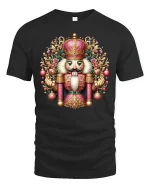 Royal Nutcracker Christmas Ornament Art T-Shirt - black t-shirt on white background