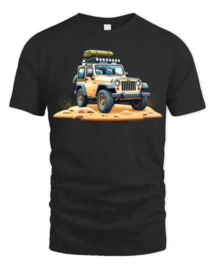 Adventure Off-Road Explorer Rover Jeep T-Shirt - black t-shirt on white background