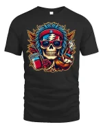 Psychedelic Rock Skull Cool Retro Vibe T-Shirt - black t-shirt on white background