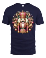 Royal Nutcracker Christmas Ornament Art T-Shirt - navy t-shirt on white background