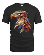 Majestic Eagle Burst Art Graphic T-Shirt for Men - black t-shirt on white background