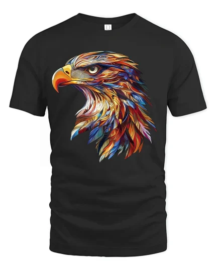 Majestic Eagle Burst Art Graphic T-Shirt for Men - black t-shirt on white background