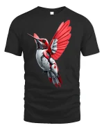 Cyber Hummingbird Futuristic Mech Bird Graphic T-Shirt - black t-shirt on white background
