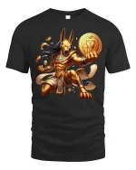 Golden Anubis Warrior Art Graphic T-Shirt for Men - black t-shirt on white background