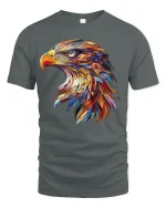 Majestic Eagle Burst Art Graphic T-Shirt for Men - gray t-shirt on white background