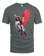 Cyber Hummingbird Futuristic Mech Bird Graphic T-Shirt - gray t-shirt on white background