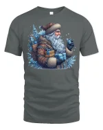 Vintage Winter Santa Gifts Frosty Christmas Graphic Tee - gray t-shirt on white background
