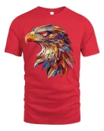 Majestic Eagle Burst Art Graphic T-Shirt for Men - red t-shirt on white background