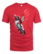 Cyber Hummingbird Futuristic Mech Bird Graphic T-Shirt - red t-shirt on white background