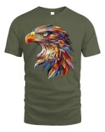 Majestic Eagle Burst Art Graphic T-Shirt for Men - military green t-shirt on white background