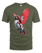 Cyber Hummingbird Futuristic Mech Bird Graphic T-Shirt - military green t-shirt on white background