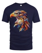 Majestic Eagle Burst Art Graphic T-Shirt for Men - navy t-shirt on white background