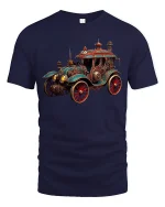 Steampunk Vintage Car Retro Fantasy Machine T-Shirt - navy t-shirt on white background