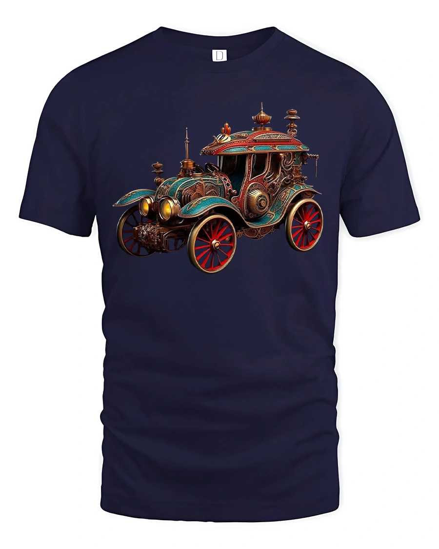 Steampunk Vintage Car Retro Fantasy Machine T-Shirt - 1 Steampunk Vintage Car Retro Fantasy Machine T-Shirt - navy t-shirt on white background
