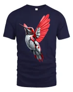 Cyber Hummingbird Futuristic Mech Bird Graphic T-Shirt - navy t-shirt on white background